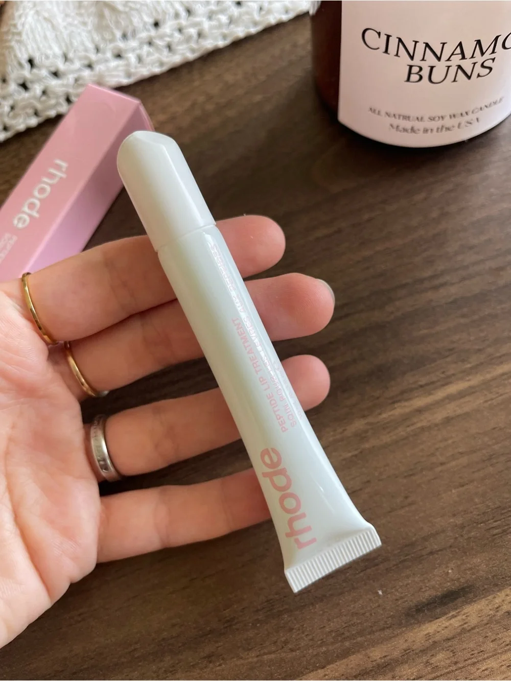 RHODE Peptide Lip Treatment in Soft Pink Tube and Pink Box